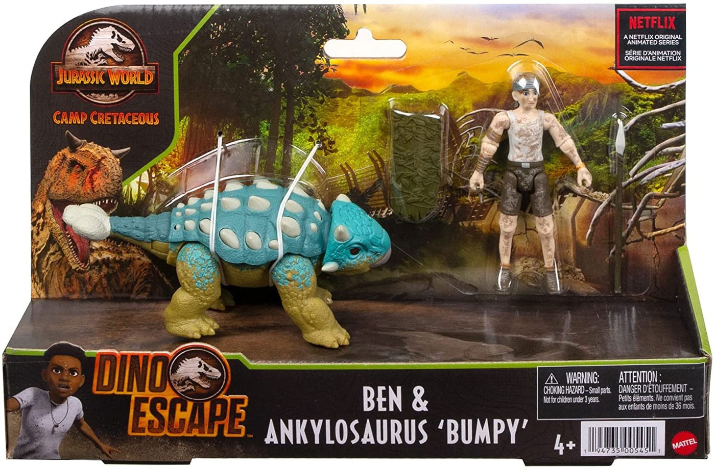 Mattel Jurassic World Camp Cretaceous Dino Escape Ben Ankylosaurus Bumpy Action Figure Pack