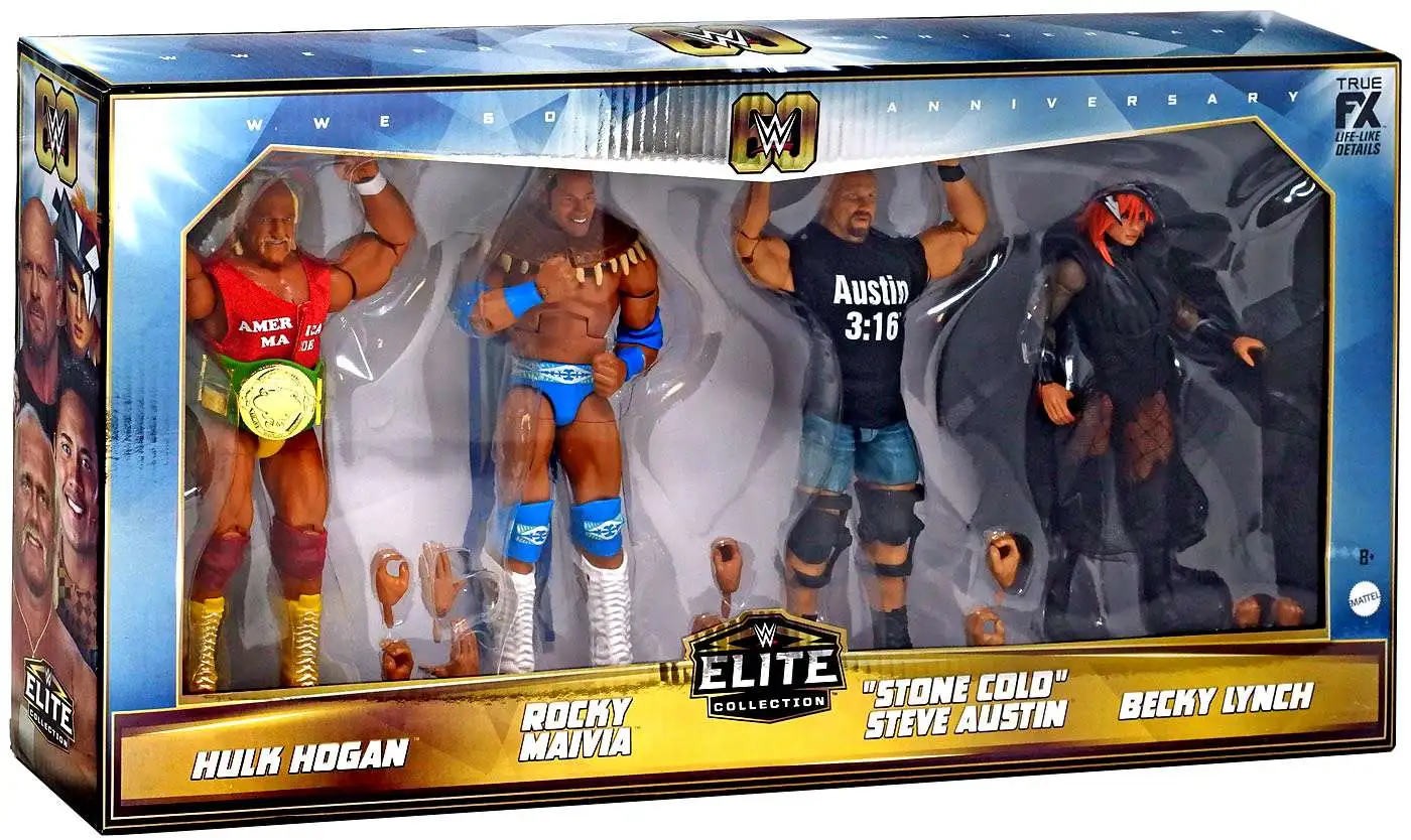 Wwe Th Anniversary Elite Collection Hulk Hogan Rocky Maivia Stone