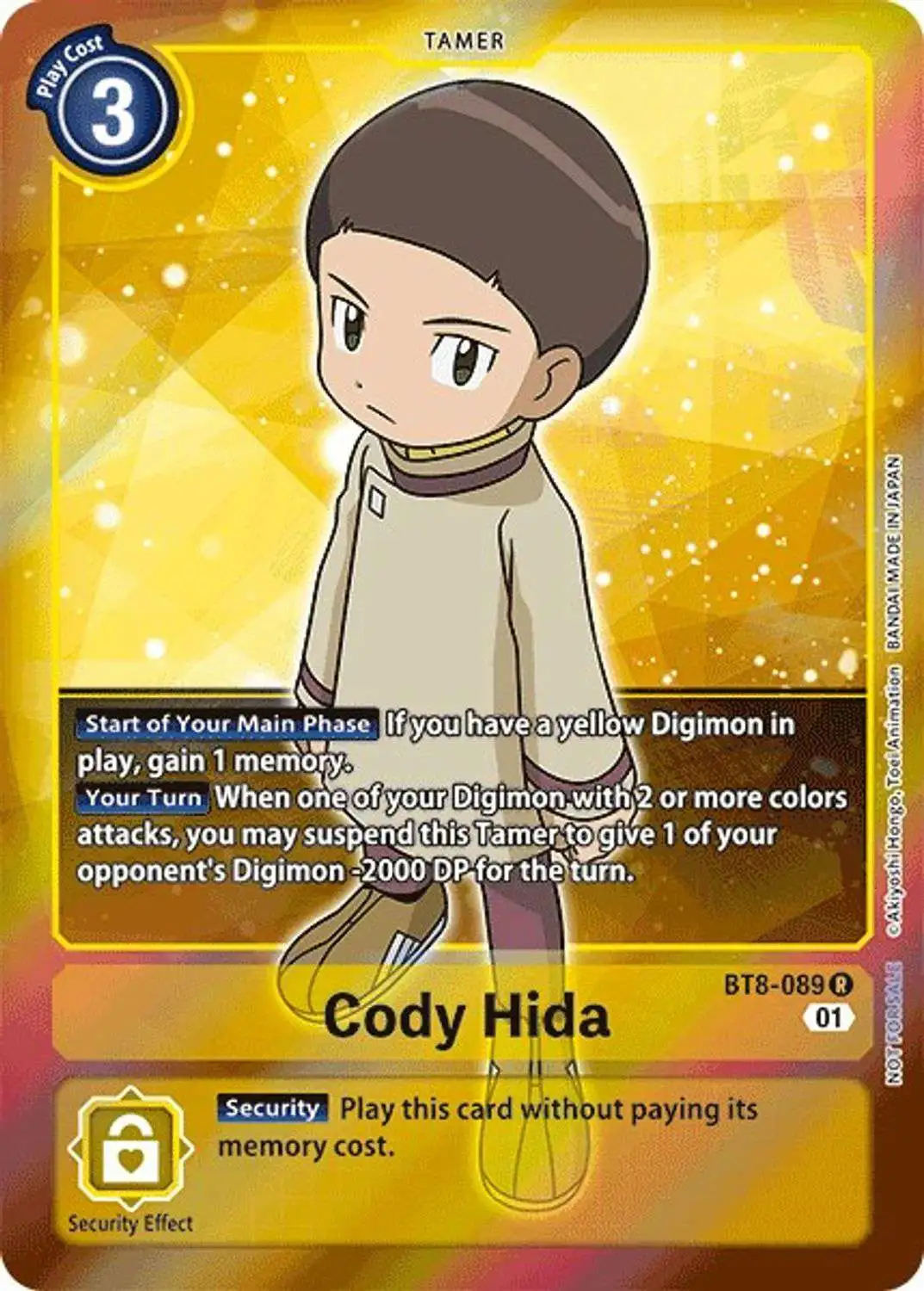 Digimon New Awakening Single Card Rare Cody Hida BT Box Topper ToyWiz
