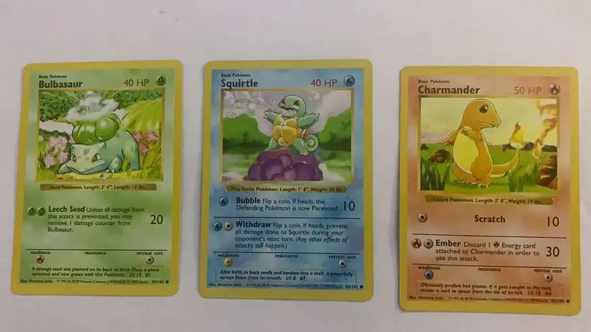 Pokemon Base Set Single Card Common Squirtle Charmander Bulbasaur