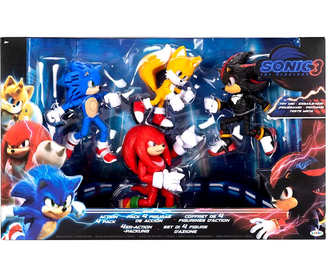 Sonic The Hedgehog 3 Sonic, Tails, Knuckles & Shadow Action Figure