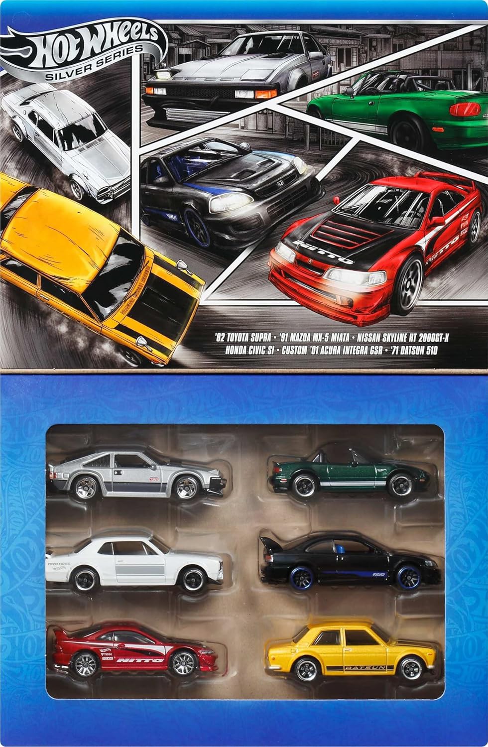 Hot Wheels Silver Series '82 Toyota Supra, '91 Mazda MX-5 Miata