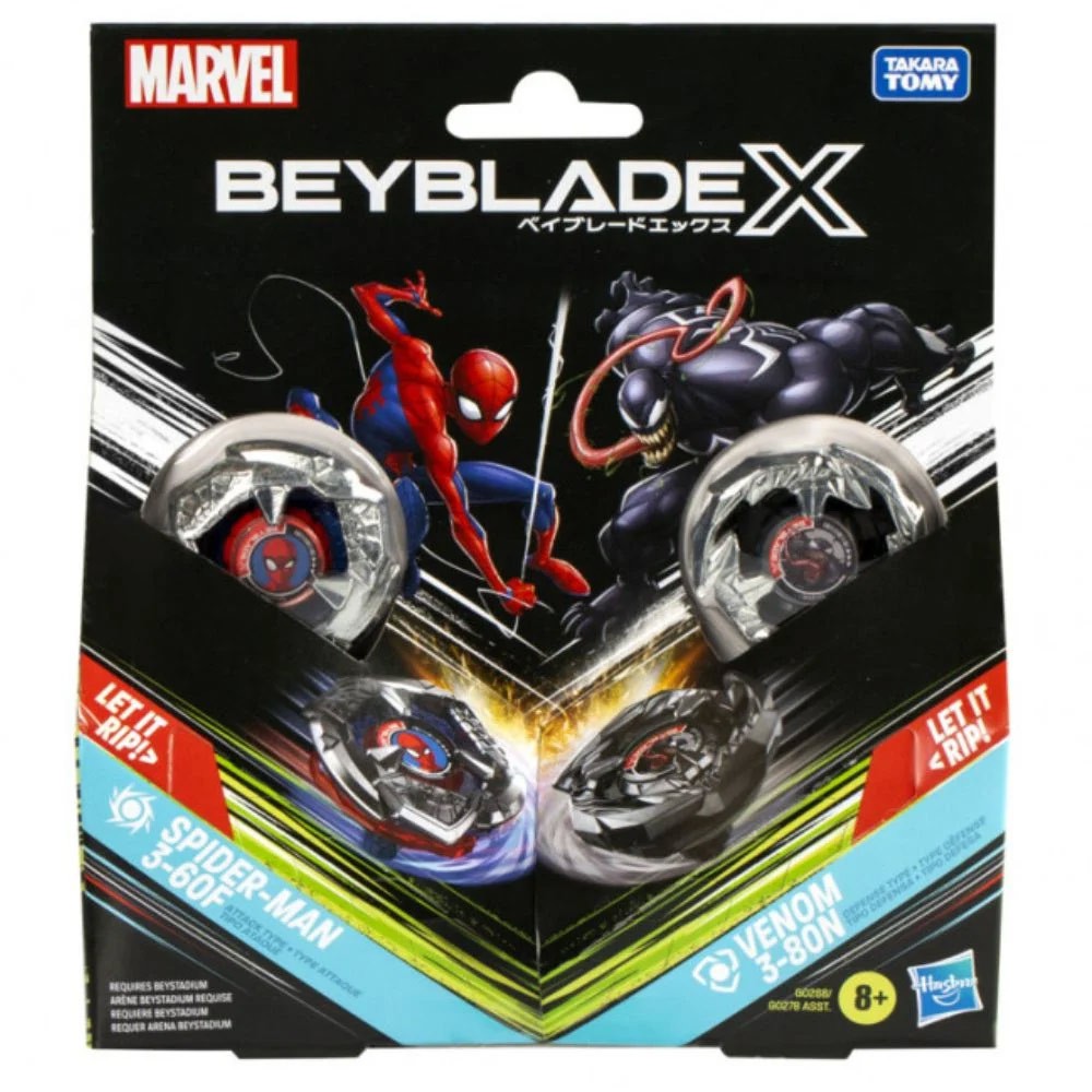 マーベル ベイブレードX スパイダーマン 3-60F ヴェノム 3-80N Beyblade X Marvel Spider-Man 3-60F vs Venom 3-80N Dual Pack