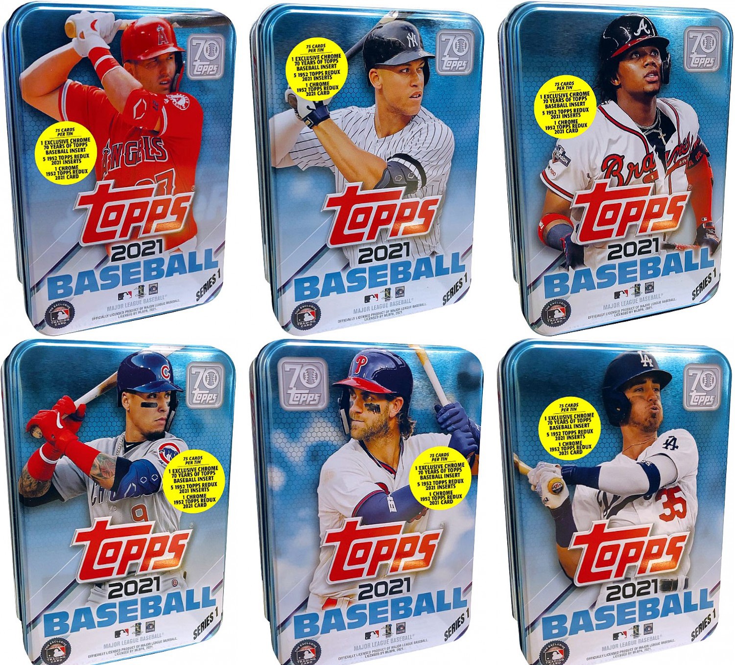 MLB Topps 2021 Series 1 Baseball Set of 6 Trading Card Tin Sets eBay