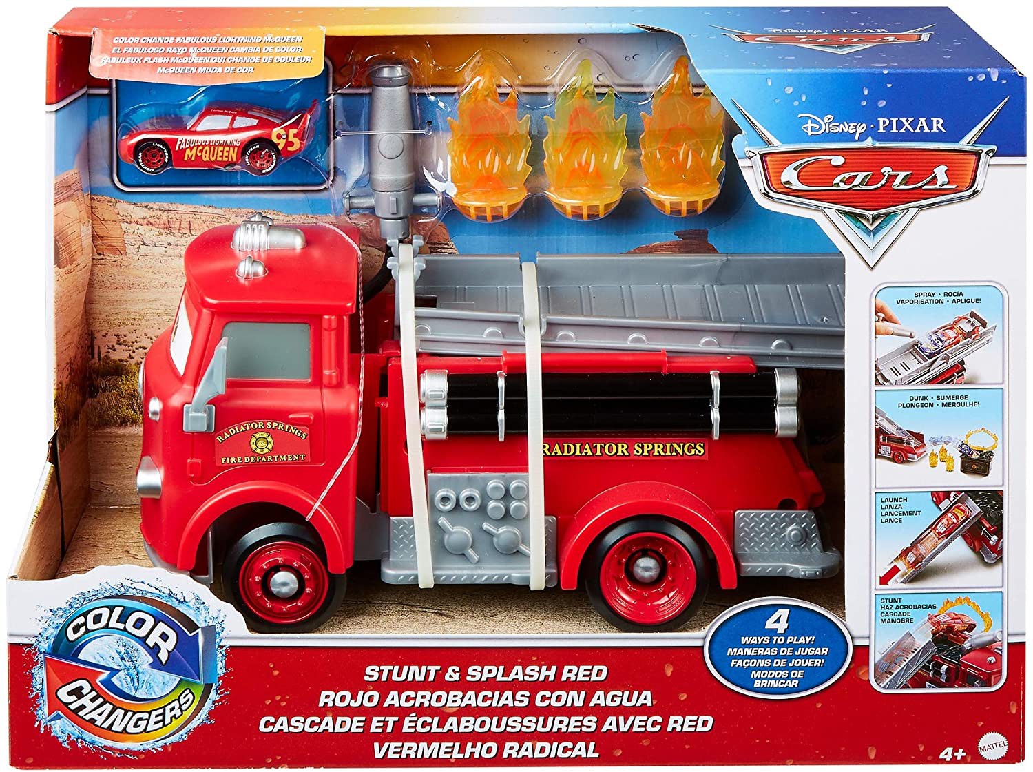 カーズ　カラーチェンジャー　チェンジ消防車　スタント＆スプラッシュレッド Color Changers Stunt & Splash Red 10-Inch Playset [with