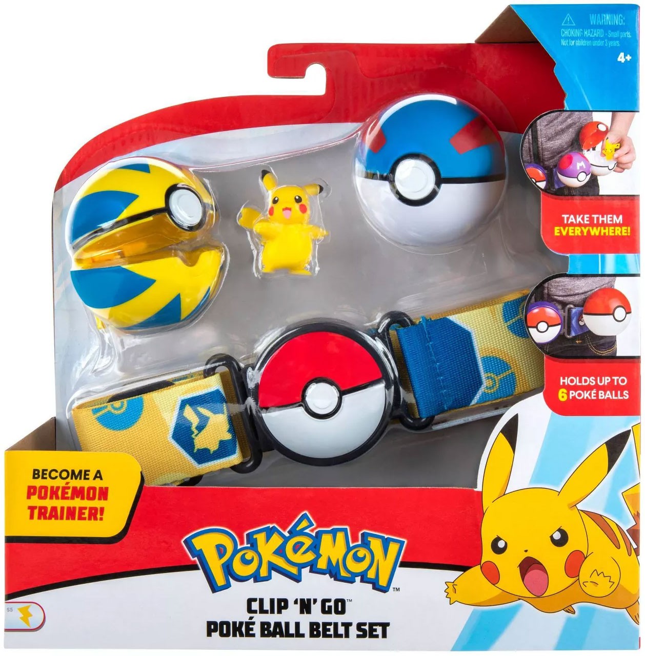 Pokémon Clip 'N' Go - Pikachu #5 Avec Poké Ball - Figurine Et Accessoire Portable