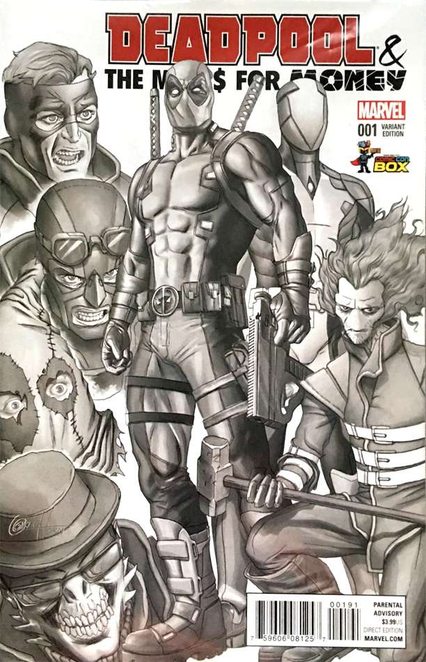 Details About Deapool The Mercs For Money 1 Black White Cover Comic Con Box Comic Book