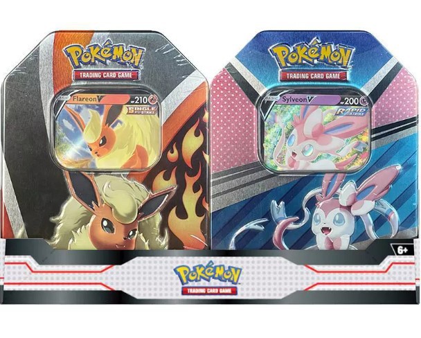 人気新品 Eevee Evolutions Set Bundle 2-Pack Tin V Sylveon & V Flareon ポケモンカードゲーム