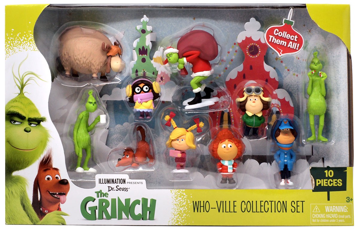 Dr. Seuss The Grinch Who-Ville Collection 4-Inch 10-Piece Figurine Set ...
