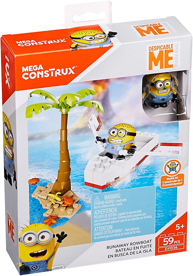59 Piece Mattel DYD36 Mega Bloks Boys Construx Despicable Me Runaway Rowboat Building Set