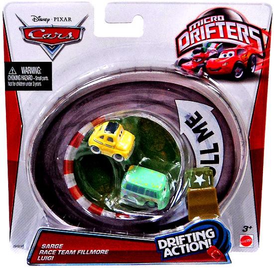 Disney Cars Micro Drifters Sarge, Race Team Fillmore & Luigi Mini