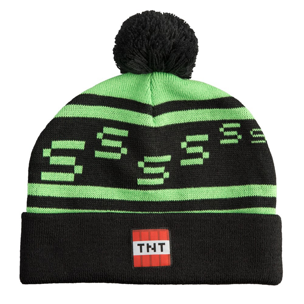 JINX Minecraft Creeper Pom Knit Beanie Youth Fit Green