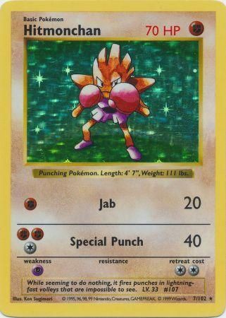 Pokemon Base Set Holo Rare Hitmonchan #7 [Shadowless Damaged] | eBay