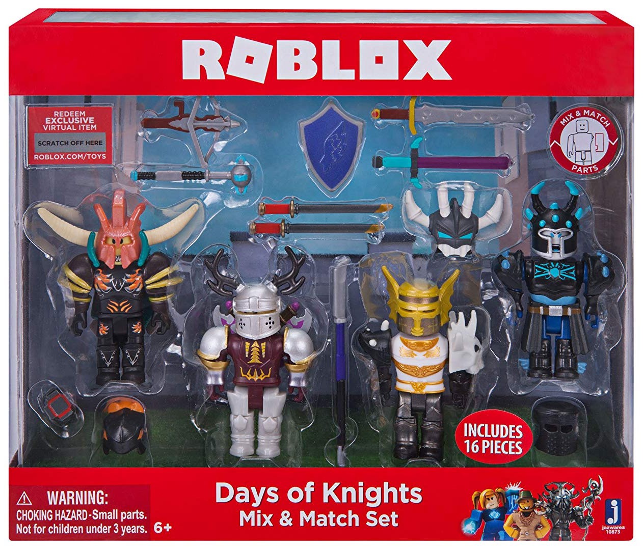 Roblox Mix Match Days Of Knights Figure 4 Pack Set 681326108733 Ebay - roblox mix match dance your blox off figure 4 pack set