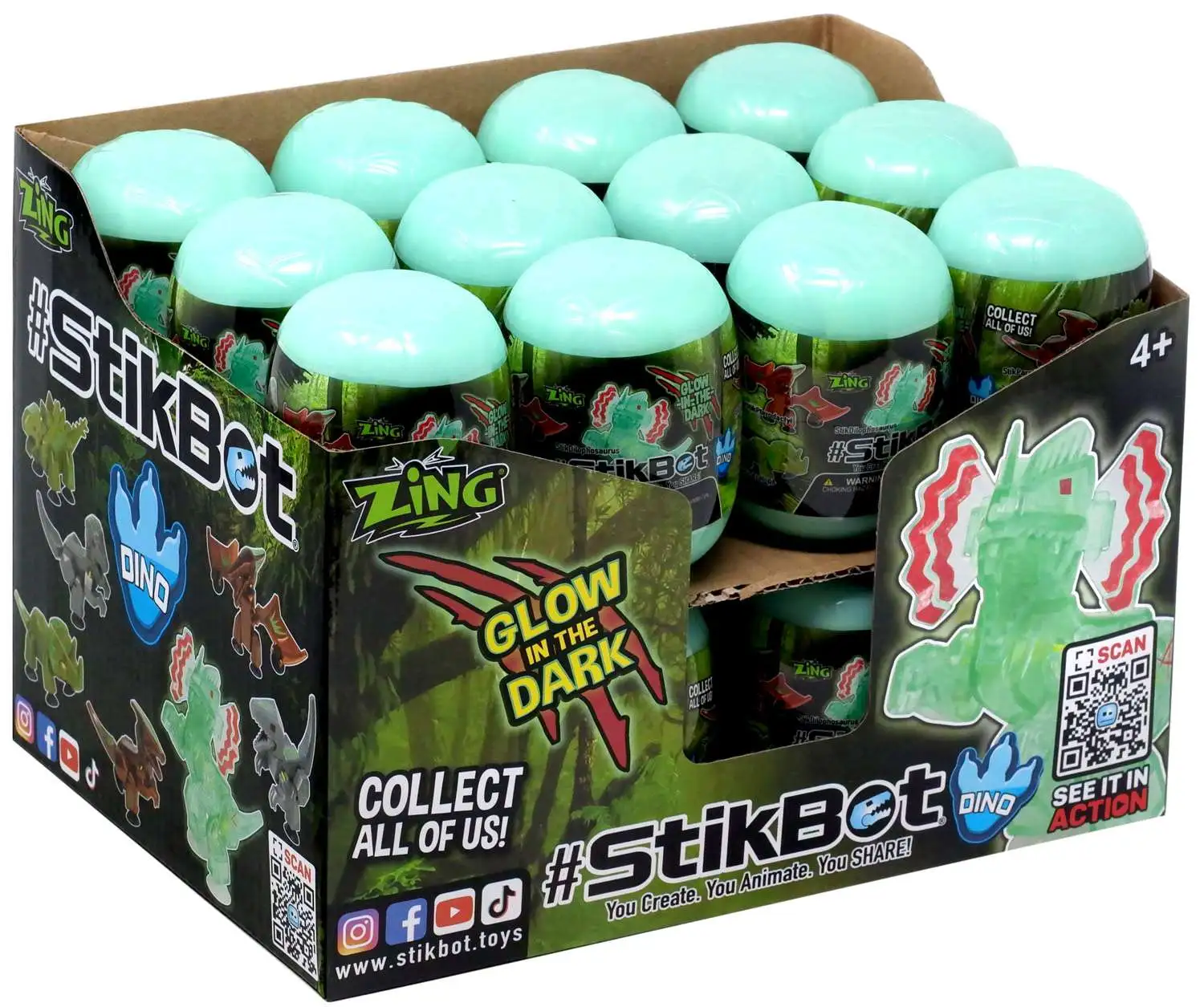 Glow-in-the-Dark Stikbot Dino Mystery Box [24 Packs]