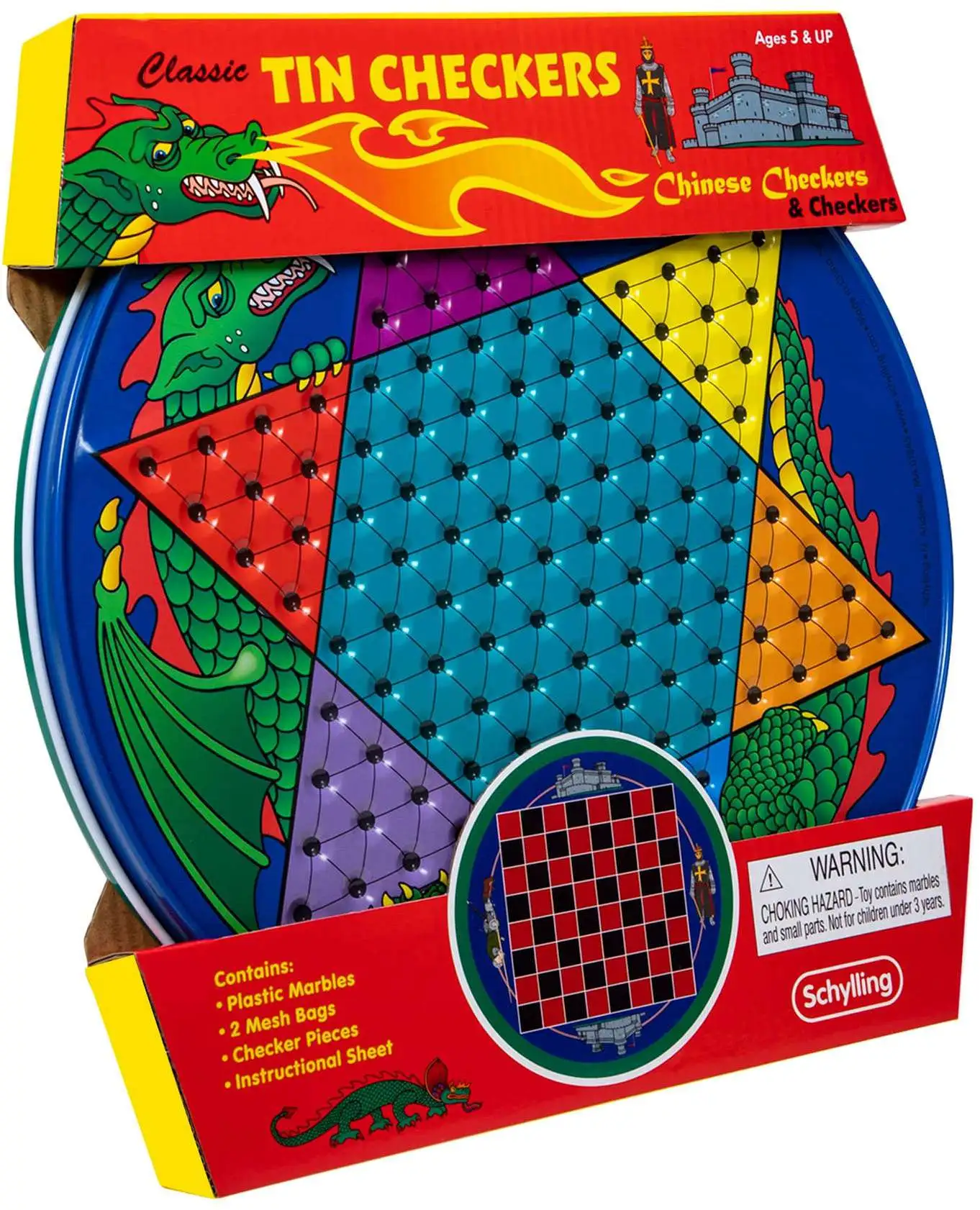 Classic Tin Checkers Chinese Checkers & Checkers
