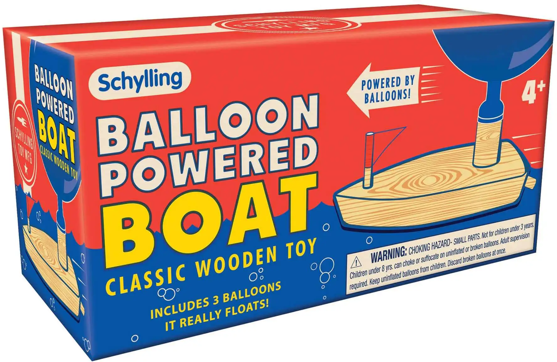 Schylling Balloon Powered Boat Classic Wooden Toy