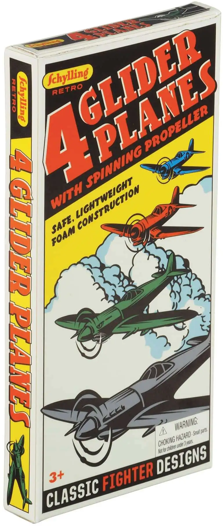 Retro 4 Glider Planes with Spinning Propeller