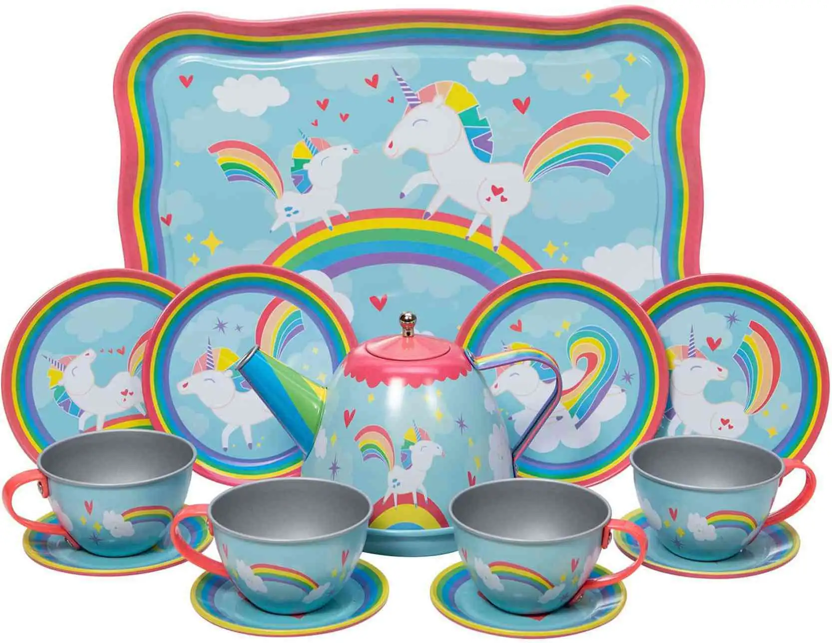 Unicorn Tin Tea Set Play Set [Damaged Package]