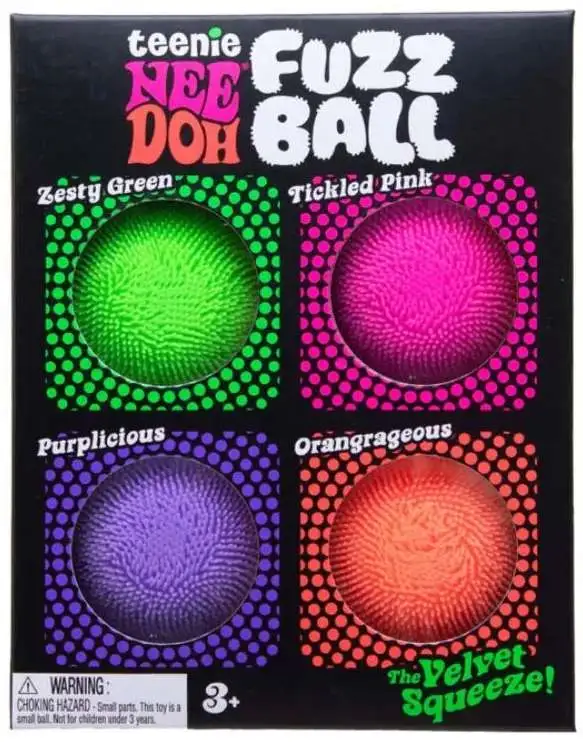 NeeDoh Teenie Fuzz Ball Stress Ball 4-Pack [RANDOM Colors!]