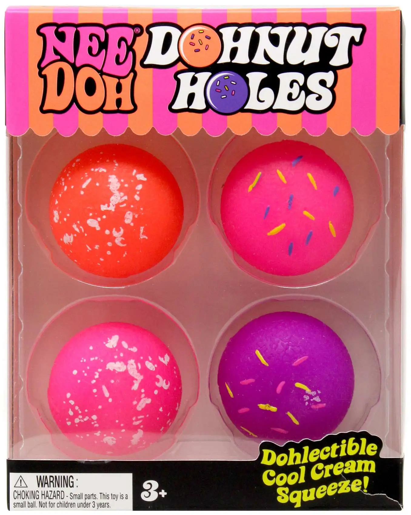 NeeDoh Dohnut Holes Small Stress Ball 4-Pack [RANDOM Colors!]