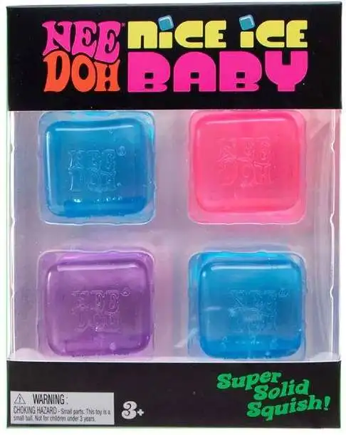NeeDoh Nice Ice Baby Exclusive 1.5-Inch Stress Ball 4-Pack [Smaller "Nice Cube"! RANDOM Colors!]