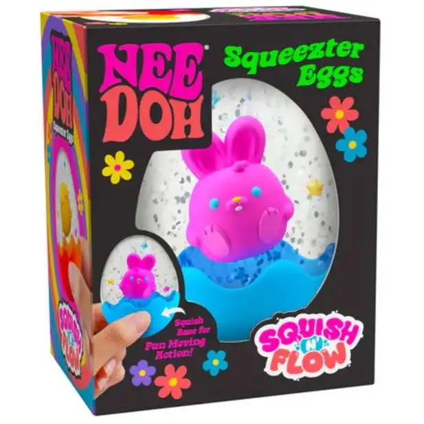 NeeDoh The Groovy Glob Squish n' Flow Squeezter Eggs Stress Ball [1 RANDOM Color]