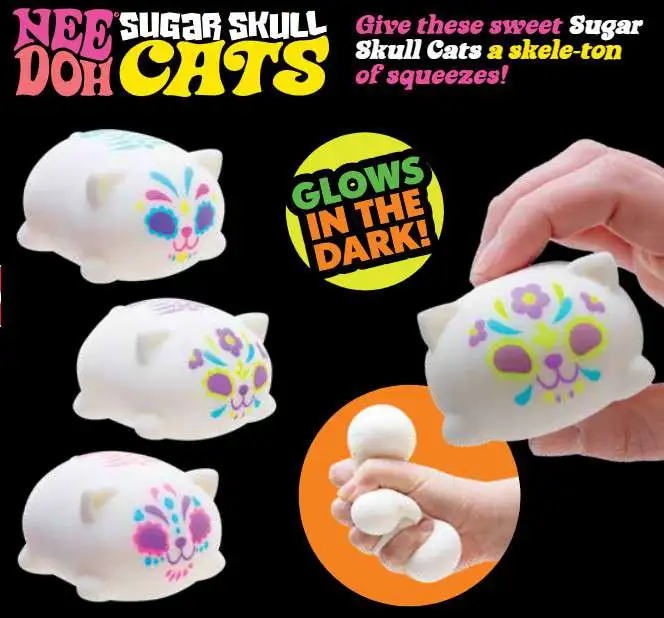 NeeDoh Sugar Skull Cats Stress Ball [1 RANDOM Color]