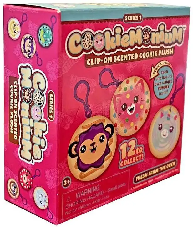 Cookiemonium Series 1 Clip-On Scented Cookie Plush 3-Inch Mystery Pack