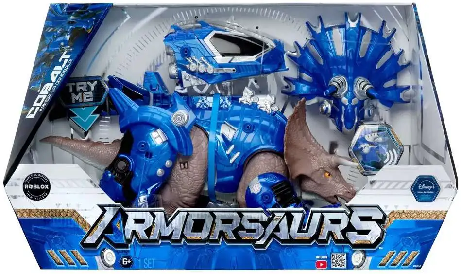 Disney Armorsaurs Armor-Up Dinosaur Cobalt Action Figure with Sound [Digital Roblox Item Included!]