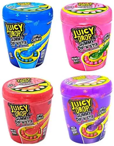 Juicy Drops Gummy Dip N Stix Chewy Sticks Sour Gel Candy 1 RANDOM ...