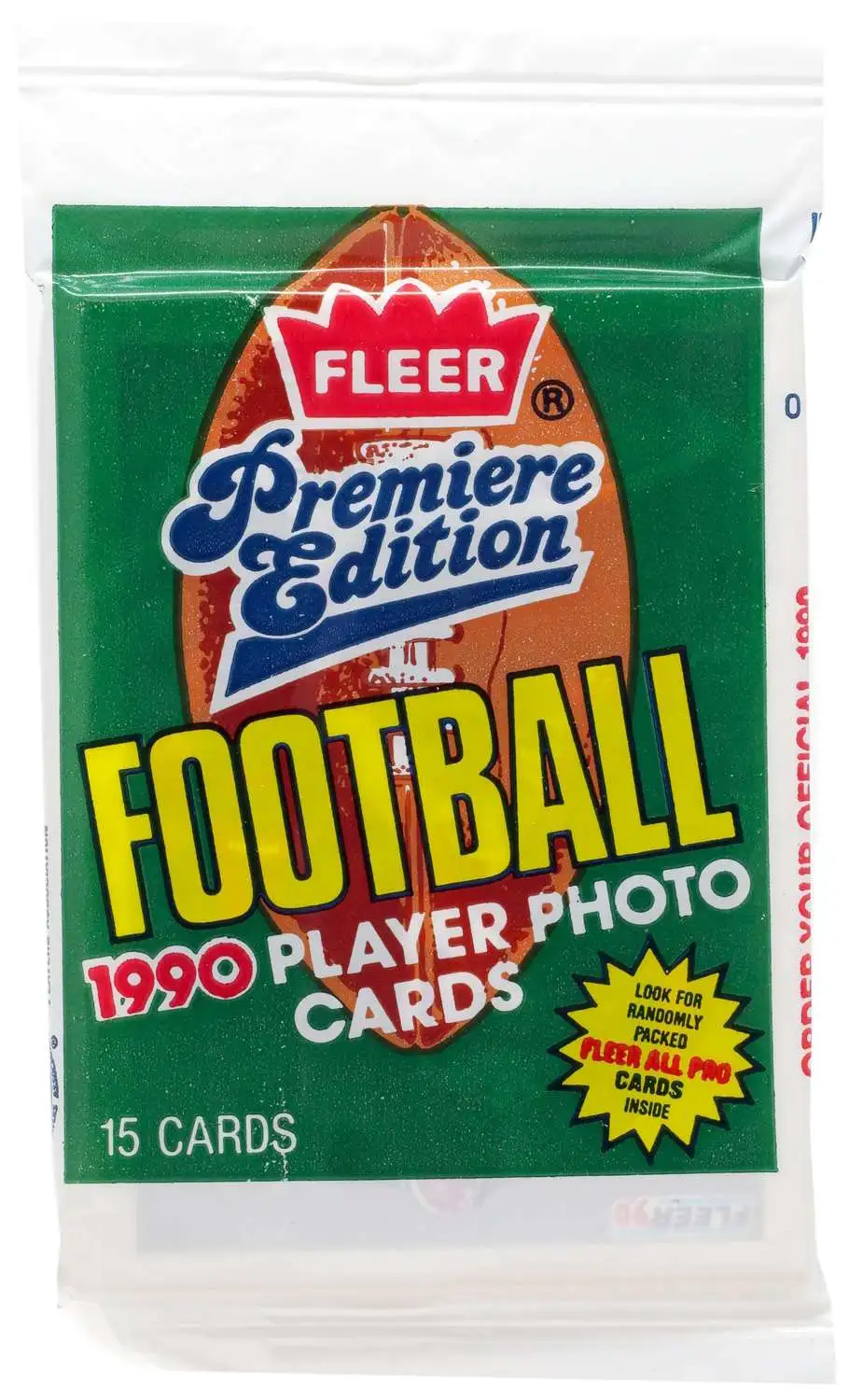 NFL Fleer 1990 Premier Edition Football Trading Card WAX Pack [15 Cards]