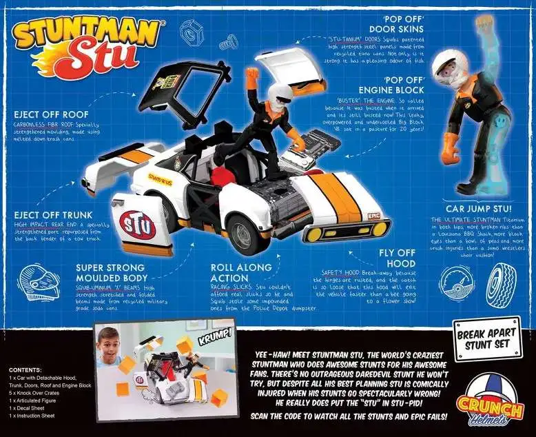 Jouet Stuntman Stu Smash And Crash Buggy - Voiture Cascade Qui Explose, Siège éjectable, Figurine