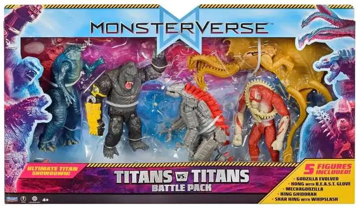 Godzilla King of the Monsters Monsterverse Titans vs. Titans Battle Pack Exclusive Action Figure 5-Pack [Godzilla Evolved, Kong with BEAST Glove, Mechagodzilla, King Ghidorah & Skar King]