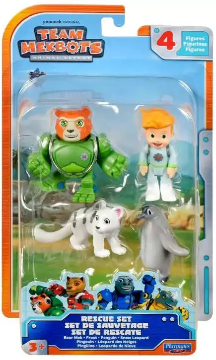 Team Mekbots Animal Rescue Rescue Set Bear Mek, Frost, Pentuin & Snow Leopard Mini Figure 4-Pack