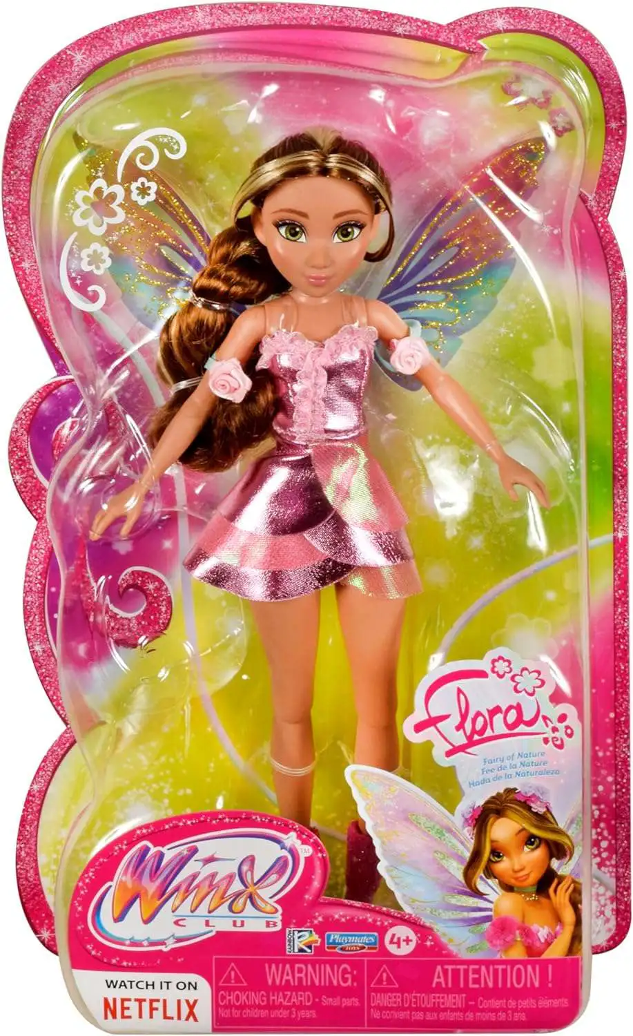 Winx Club Flora 11.5-Inch Fairy Doll [Glitter Outfit & Removable Wings!]