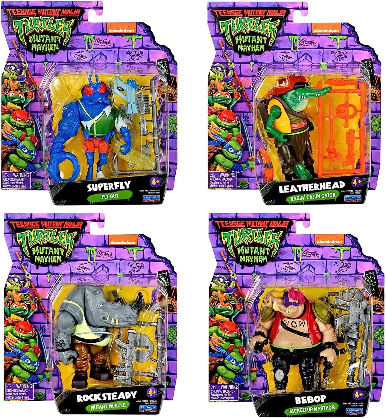 Teenage Mutant Ninja Turtles Mutant Mayhem Superfly, Leatherhead,  Rocksteady & Bebop Action Figure 4-Pack