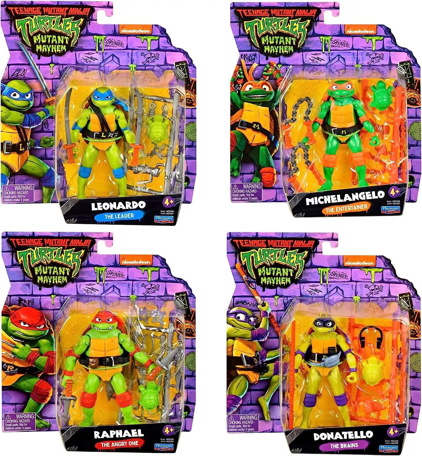 Teenage Mutant Ninja Turtles Mutant Mayhem Leonardo, Michelangelo, Raphael  Donatello 4.6 Action Figure 4-Pack Playmates - ToyWiz