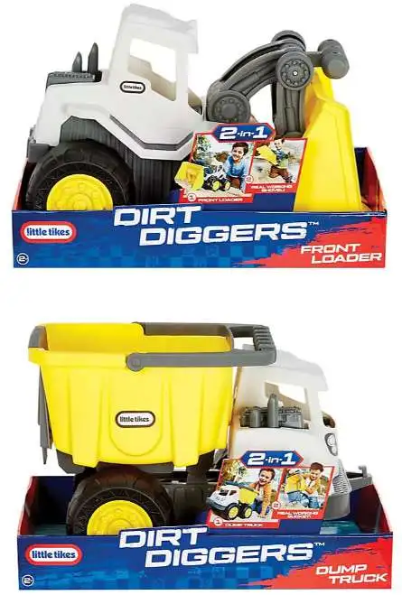 Little Tikes My First Cars Dirt Diggers Dump Truck & Front Loader Vehicle 2-Pack [2-in-1]