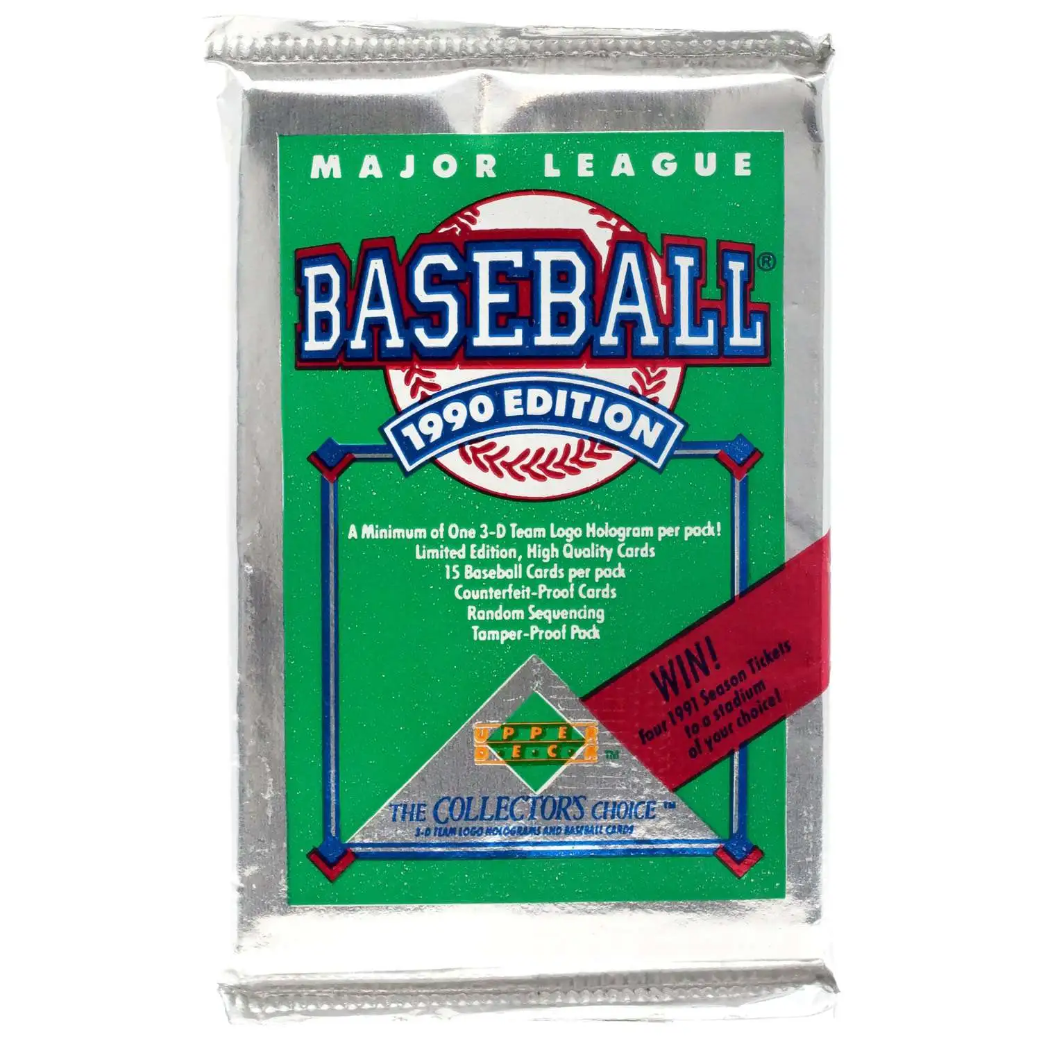 MLB Upper Deck 1990 Series 1 Baseball Trading Card WAX Pack [15 Cards]