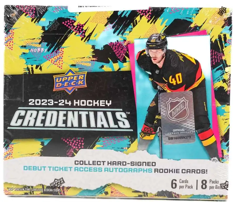 NHL Upper Deck 2023-24 Credentials Hockey Trading Card HOBBY Box [8 Packs]
