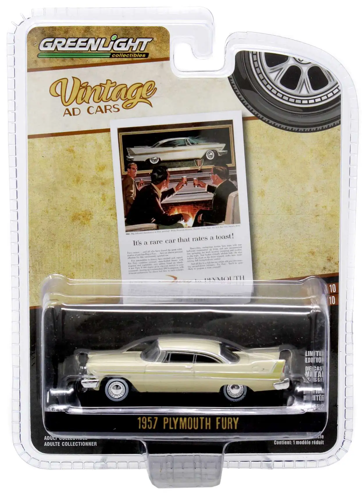Greenlight Collectibles Vintage Ad Cars 1957 Plymouth Fury Diecast Car