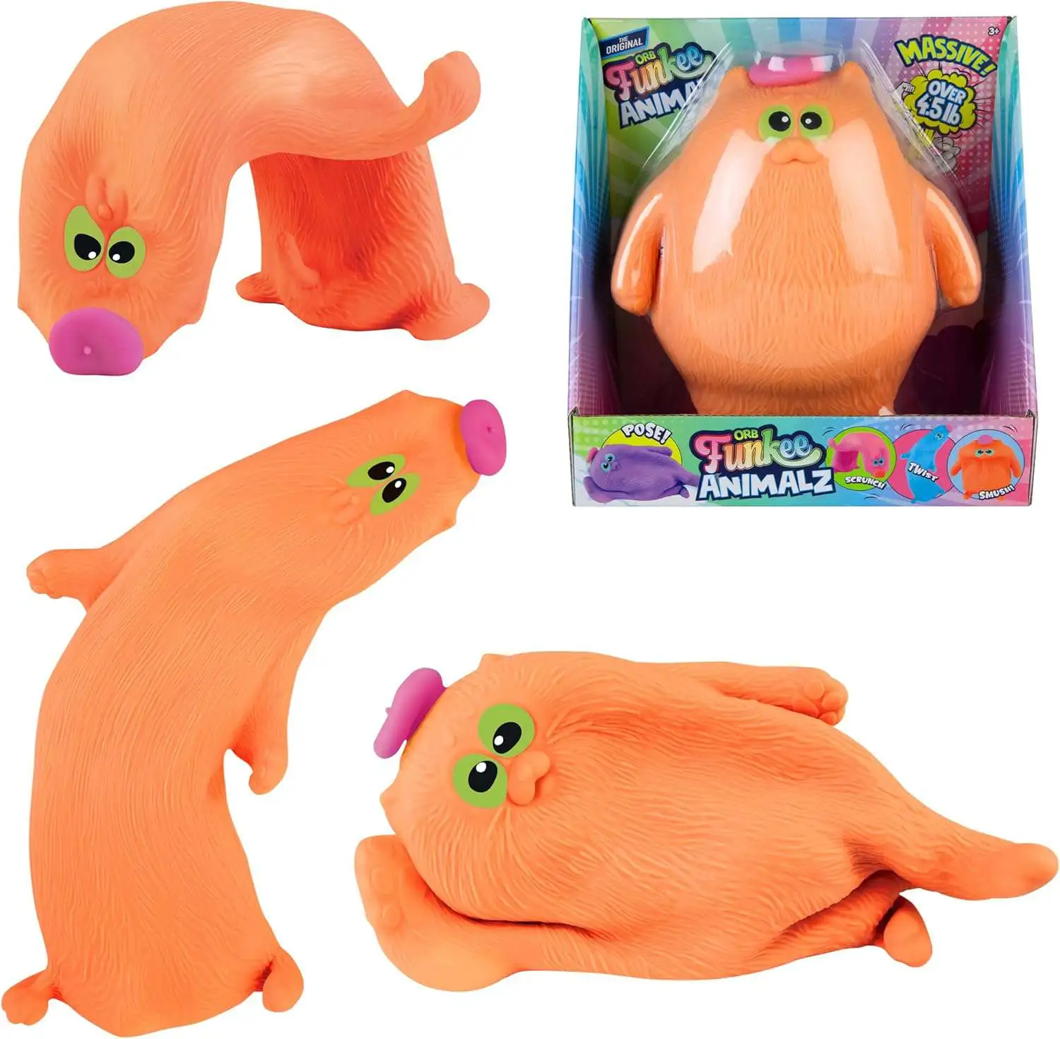 Funkee Animalz Cat Orange 9 JUMBO Stretchy Figure ORB Toys - ToyWiz