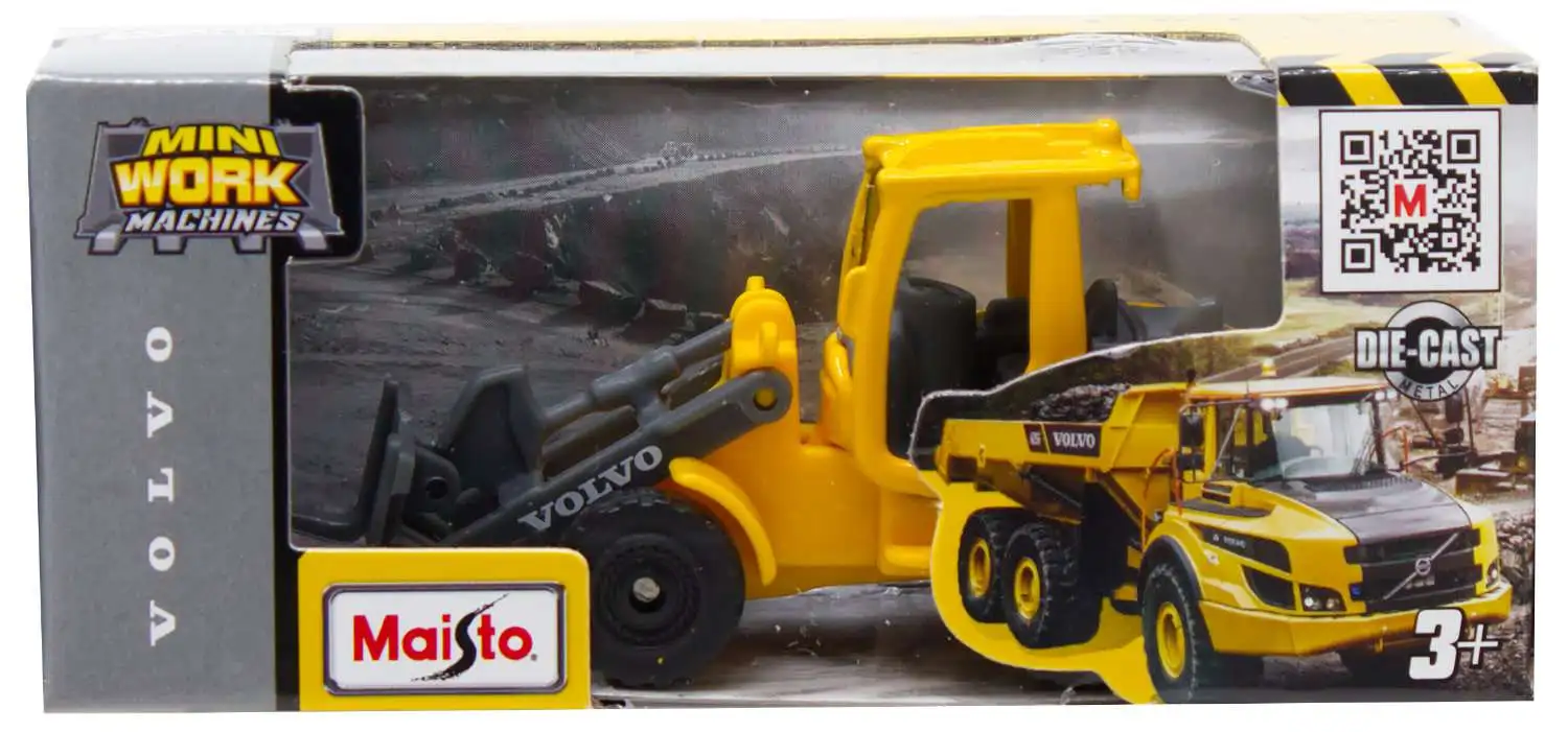 Mini Work Machines Volvo Front End Loader with Forks Diecast Vehicle