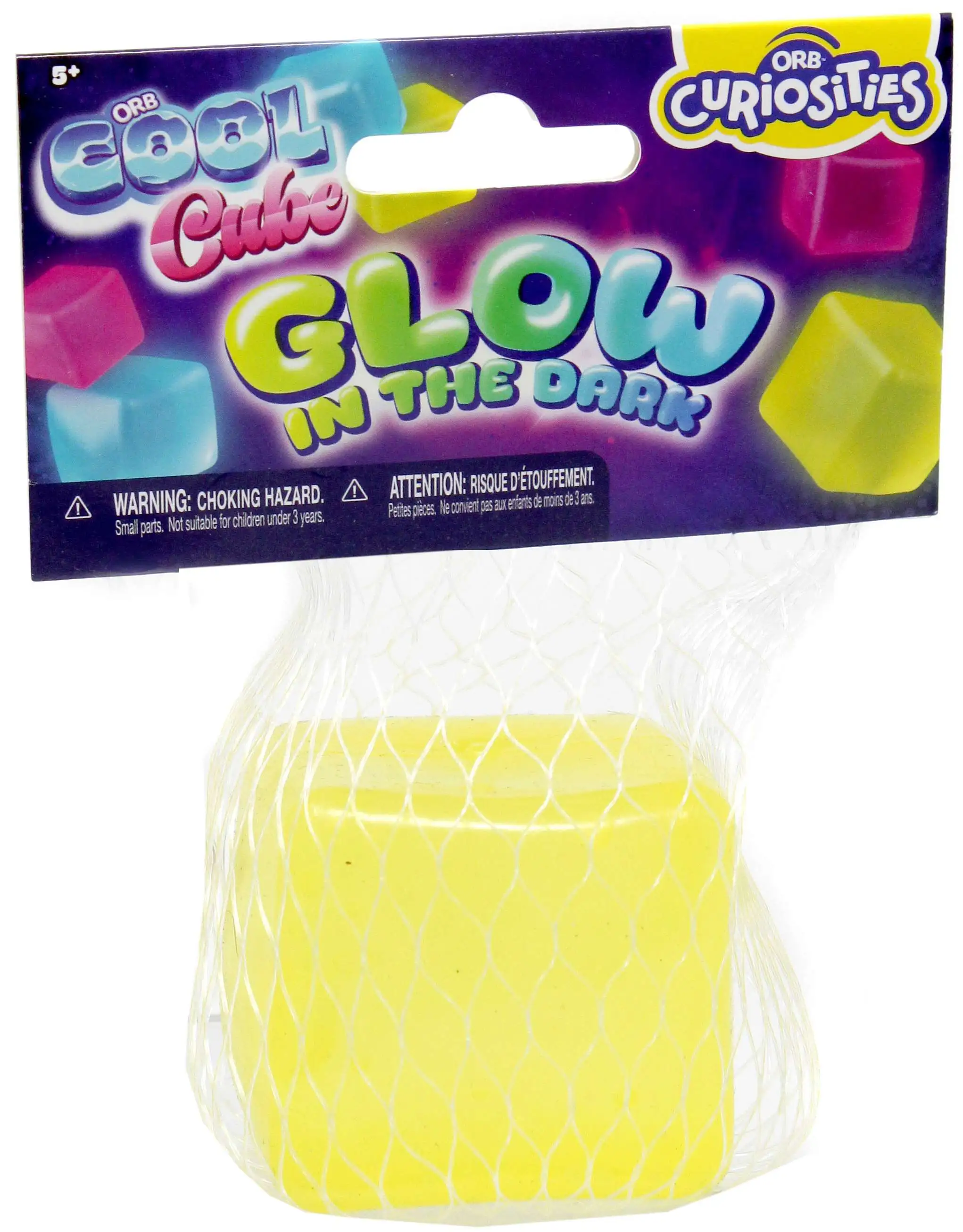 Cool Cube Curiosities Glow-in-the-Dark YELLOW 2-Inch Squeeze Toy