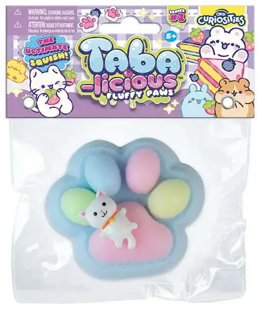 Taba-Licious Curiosities Fluffy Paws Blue, Pink & Yellow 3-Inch Squeeze Toy