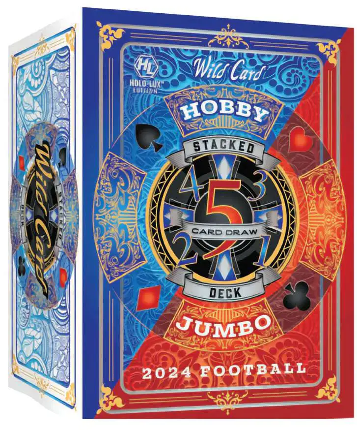 NFL 2024 Wild Card Five Card Draw Stacked Deck Football Trading Card HOBBY Jumbo Box [5 Packs]