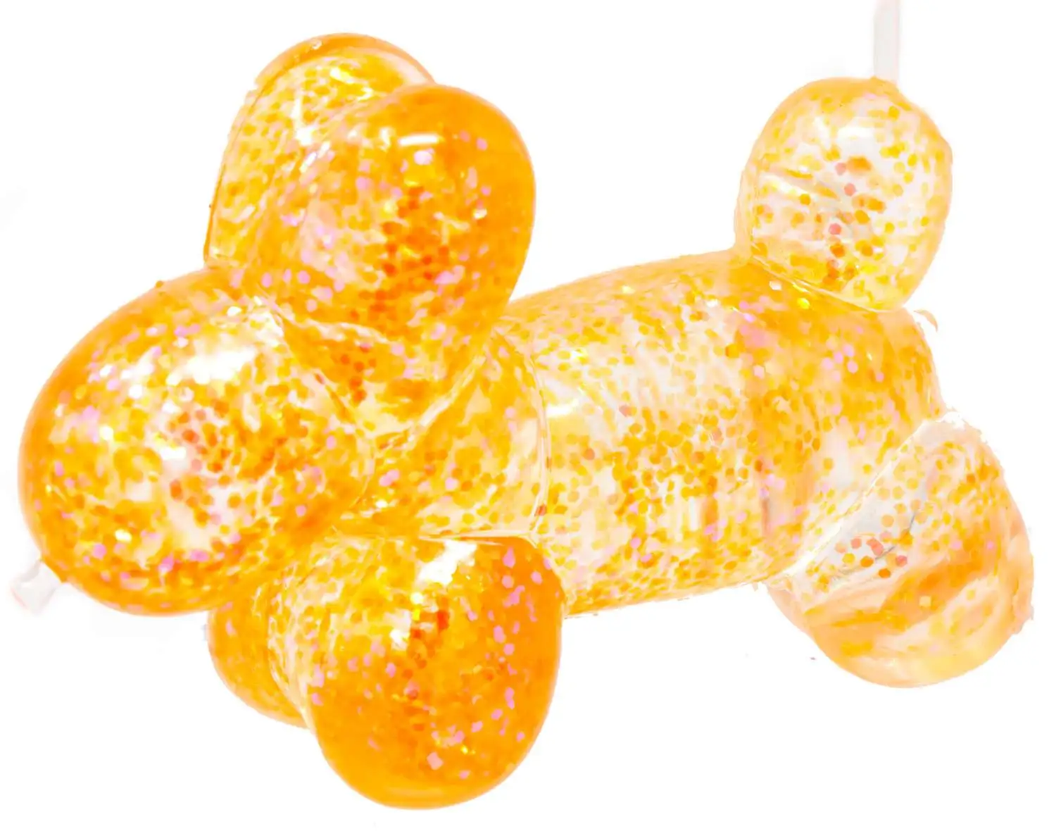 Squish Sparkle Balloon Dog ORANGE 3.5-Inch Squeeze Toy