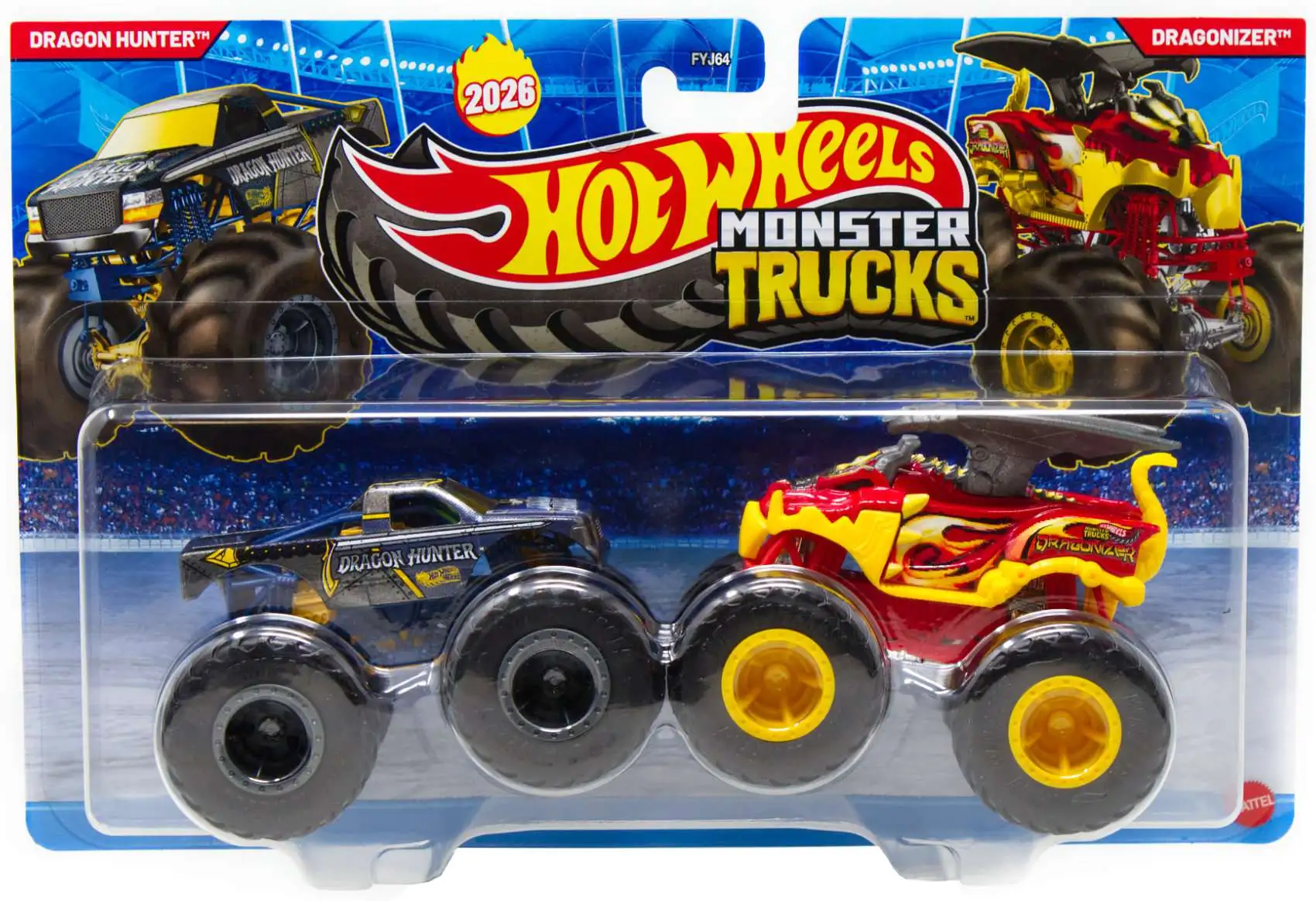 Hot Wheels Monster Trucks Demolition Doubles Dragon Hunter & Dragonizer Diecast Car 2-Pack