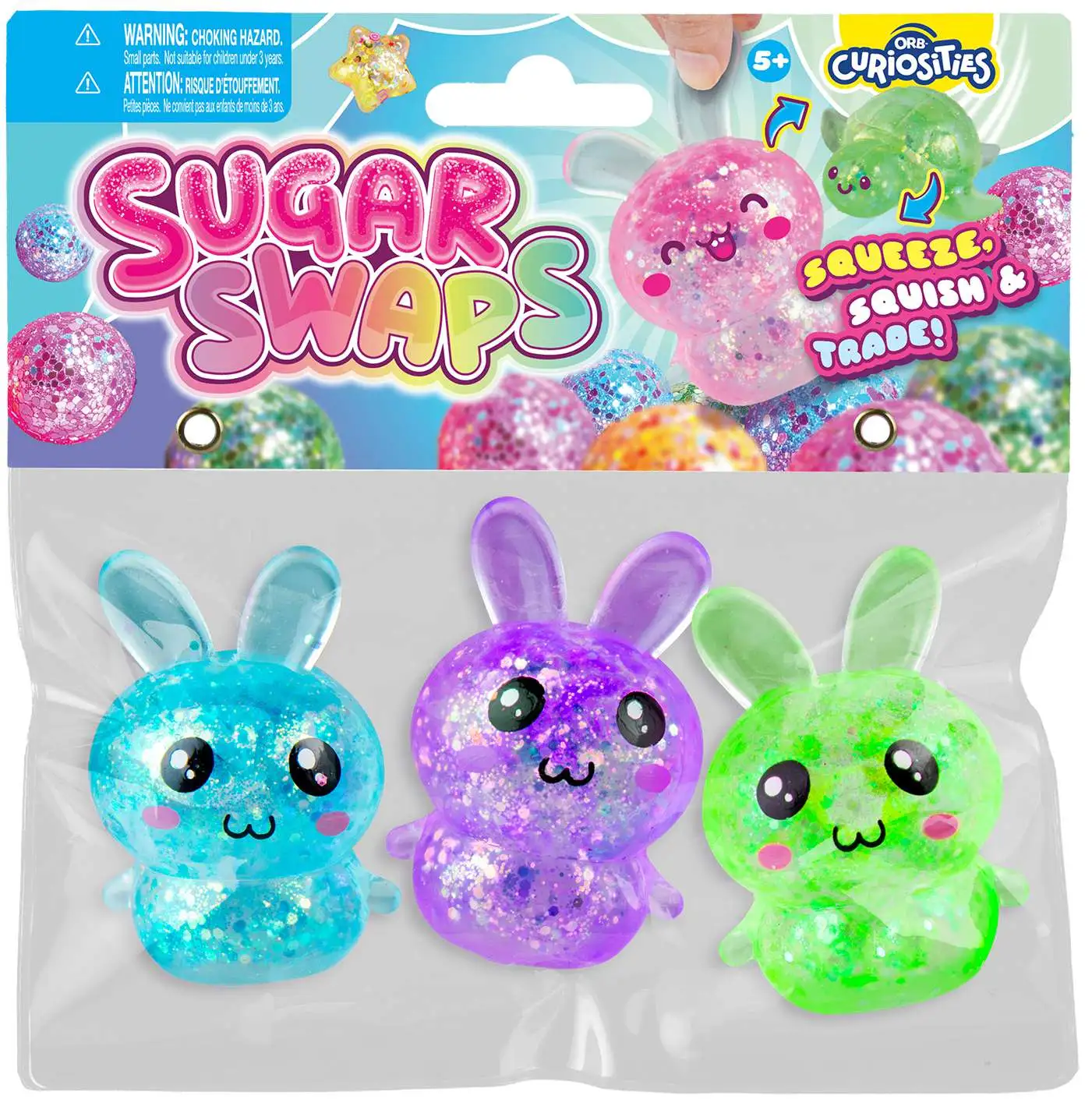 Curiosities Sugar Swaps Bunnies 2-Inch Squeeze Toy 3-Pack [Triplets]